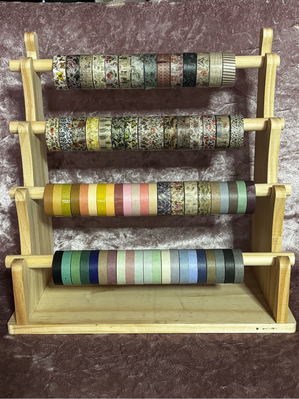 Wooden Washi Tape Organizer Rack with Tape